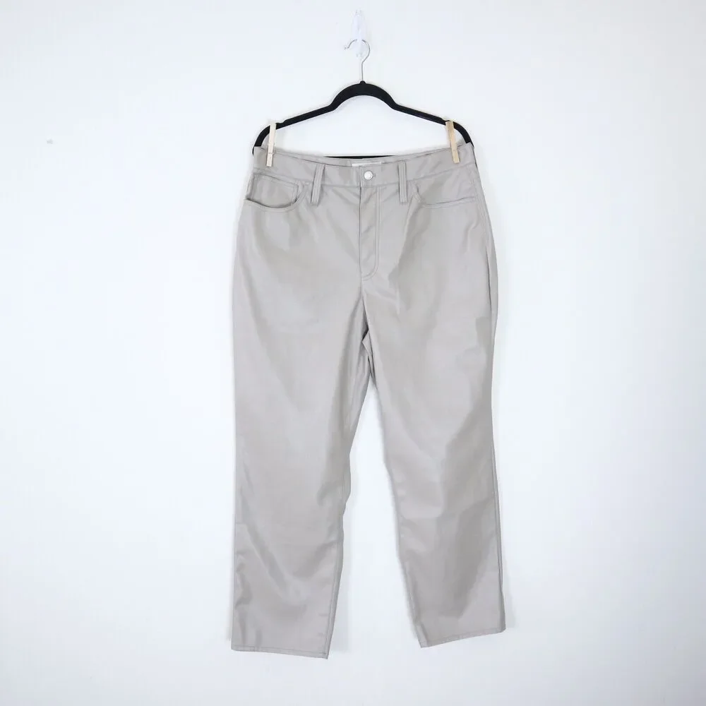 Madewell Size 32 The Perfect Vintage Faux Leather Straight Leg Pants Linen Cream - Picture 2 of 10